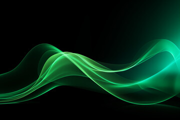 abstract green wave on black background