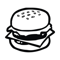 Burger vector icon design. Isolated Hamburger fast food sign design.