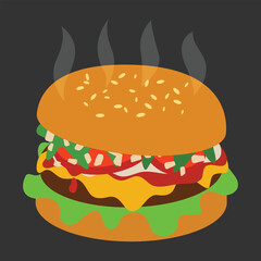 Burger vector icon design. Isolated Hamburger fast food sign design.