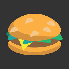 Burger vector icon design. Isolated Hamburger fast food sign design.