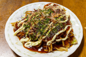 日本の岡山県岡山市のとても美味しいお好み焼き