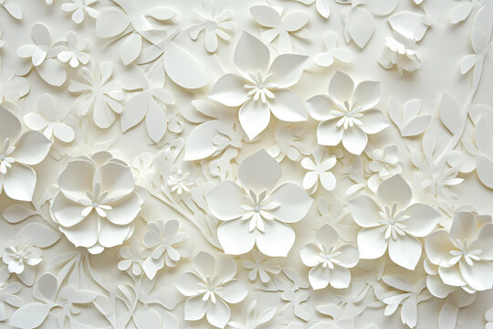 White paper flowers background