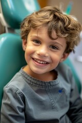 Young Boy Sitting in Dentist Chair