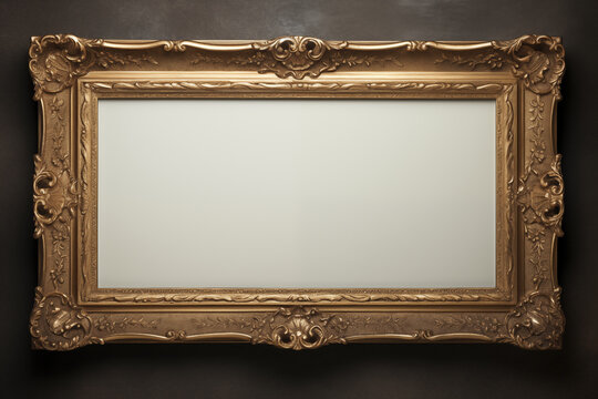 Antique vintage empty art painting frame. Blank picture frame mockup