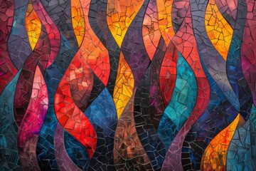 Colorful shapes in abstract painting