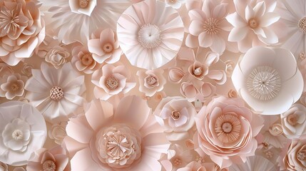 Arrangement of Paper Flowers on Wall