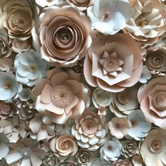 Paper Flowers Adorn Wall