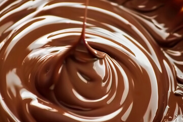 Closeup of hot chocolate surface with a swirl