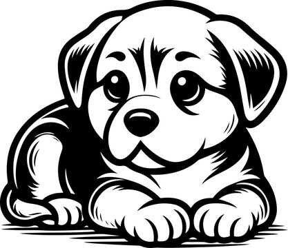 recommend clip art: Cute puppy kid black outline cartoon style vector illustration. Coloring book.