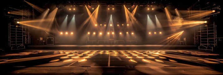 Scenery of a stage with lights in the background