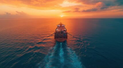 Freight Forwarding Service, Container ship or cargo shipping business logistic import and export freight transportation by container ship in the open sea, freight ship boat. - obrazy, fototapety, plakaty