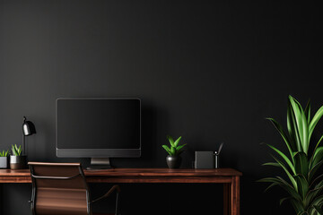 Modern Home Office Setup with Minimalist Furniture and Elegant Plant Decor