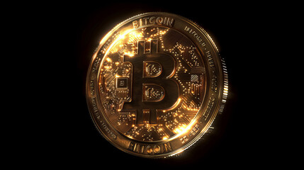 Golden coin with dollar sign on black background