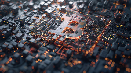 Blue Jeans Texture with Computer Circuit Board Background