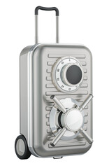 Suitcase with safe combination lock. Baggage insurance concept, 3D rendering isolated on transparent background