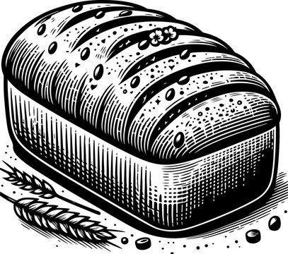 recommend clip art: Bread loaf black outline vector illustration.