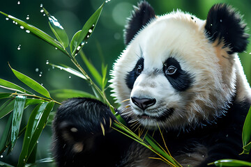 Panda bear eating bamboo.
Generative AI