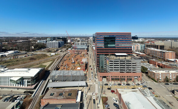 Highrise Construction in Downtown Raleigh NC - Drone