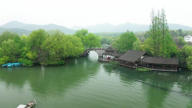 "Aerial photography of the cultural and natural landscapes in West Lake, Hangzhou."