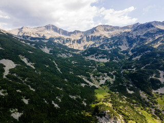 Aerial view of Pirin Mountain near Banderitsa River, Bulgaria