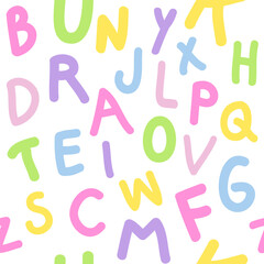 Letters, Seamless colorful pattern white background