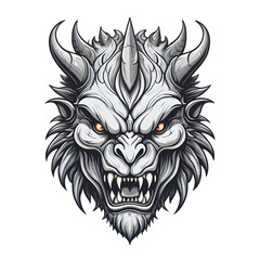 devil demon beast head design. for sticker, mask, etc. colorful concept