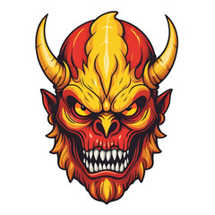 devil demon beast head design. for sticker, mask, etc. colorful concept