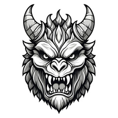devil demon beast head design. for sticker, mask, etc. colorful concept