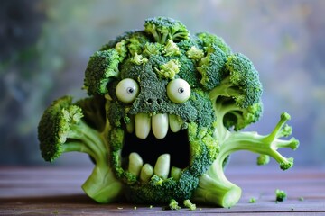A horrible monster made from broccoli. - obrazy, fototapety, plakaty