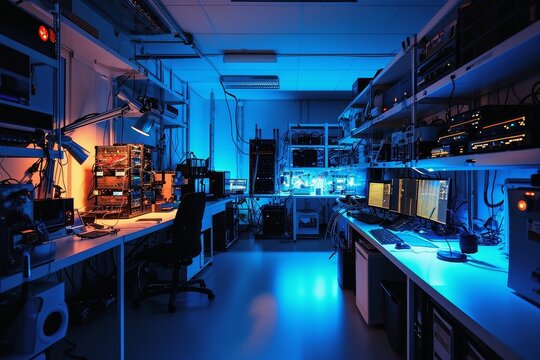 A futuristic quantum computer lab.