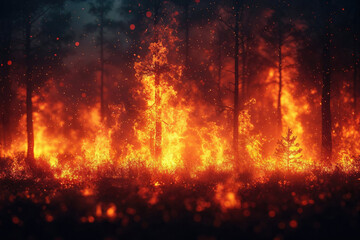 Intense wildfire consuming trees