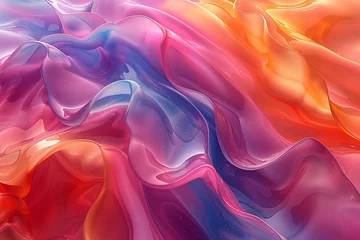 Wandcirkels aluminium abstract colorful abstract liquid 3D image , in the style of creased crinkled wrinkled, shaped canvas, colorful abstract landscapes. Generative AI © Skiffcha