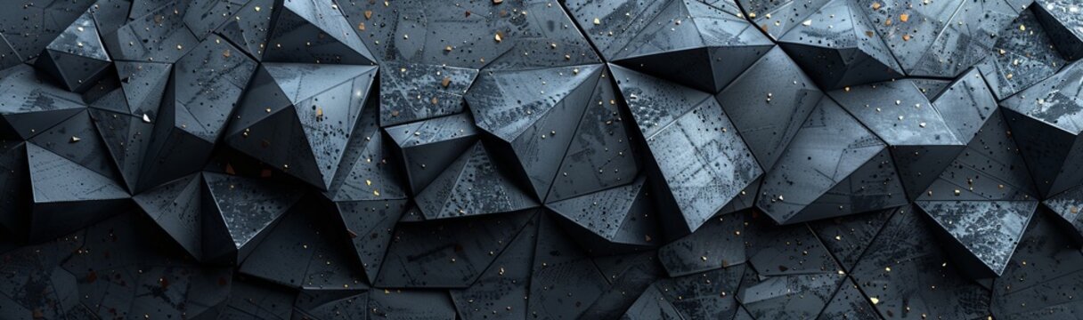 black white and silver polygon background, in the style of futuristic organic, spiky mounds. Generative AI