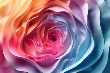 an artistic spiral background, in the style of light magenta and aquamarine, macro perspectives, colorful layered forms, sculptural volumes. Generative AI