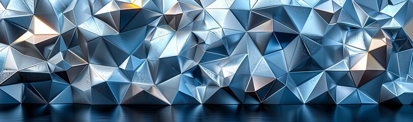 Obraz premium black white and silver polygon background, in the style of futuristic organic, spiky mounds. Generative AI