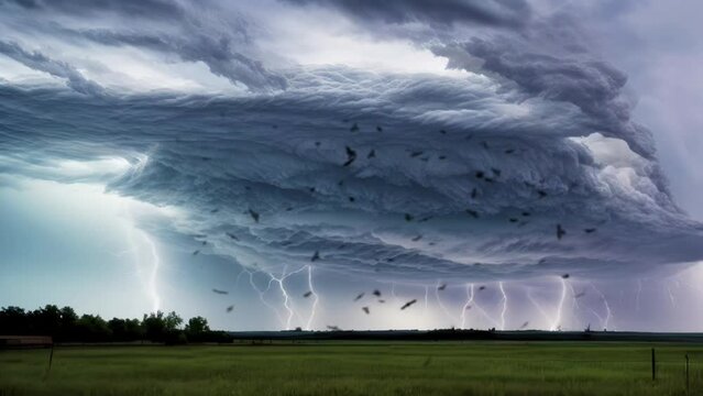 storm clouds over the field seamless motion looping 4k animation video background