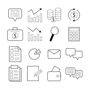 Set of 16 business icons. EPS8 vector icon set. Icons money, investment, trading, stock exchange