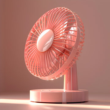 Pink Fan on a Table in Stylized 3D Rendering