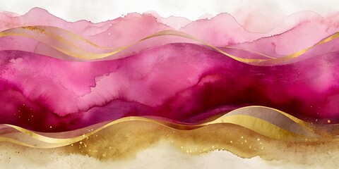 Abstrakter Aquarell-Hintergrund in Pink und Gold. Freier Platz für Text.