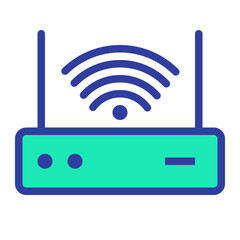 This is the Wifi Router icon from the Hotel icon collection with an Color Lineal style