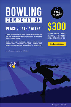 Fantastic elegant vector editable bowling poster background design for your bowling championship event	