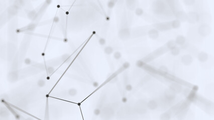 Abstract black and white illustration of the plexus molecular lattice artificial intelligence.  3d render