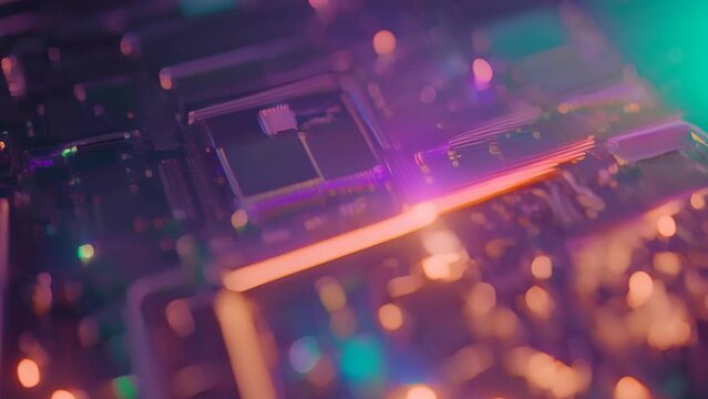 quantum computer. Circuit board. Electronic computer hardware technology. Motherboard digital chip. Tech science EDA background. Integrated communication processor. Information CPU engineering footage