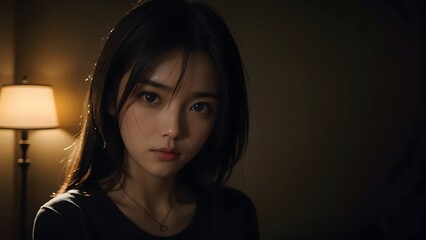Fototapeta premium ライトで照らされた女性