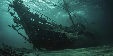  Shipwreck underneath the sea at the bottom of the ocean floor - sunken boat concept © Brian