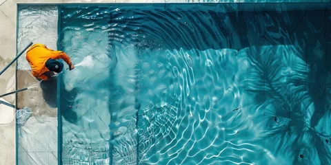 Foto op Plexiglas Pool cleaner cleaning the swimming pool water © Brian
