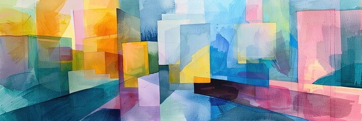 Abstract painted and watercolor geometric design
