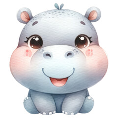 Naklejka premium Cute Cartoon Hippo with a Cheery Smile.