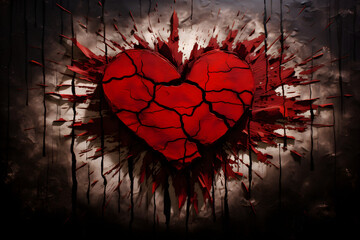 Metaphorical Visualization of A Broken Heart Displaying the Scars of Emotional Turmoil