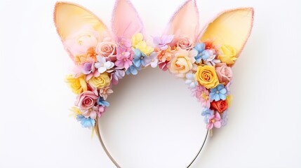 Easter bunny ears headband with flowers. Perfect for Easter, spring, or any special occasion. One size fits all.